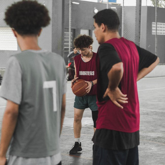 Basketball team on the court