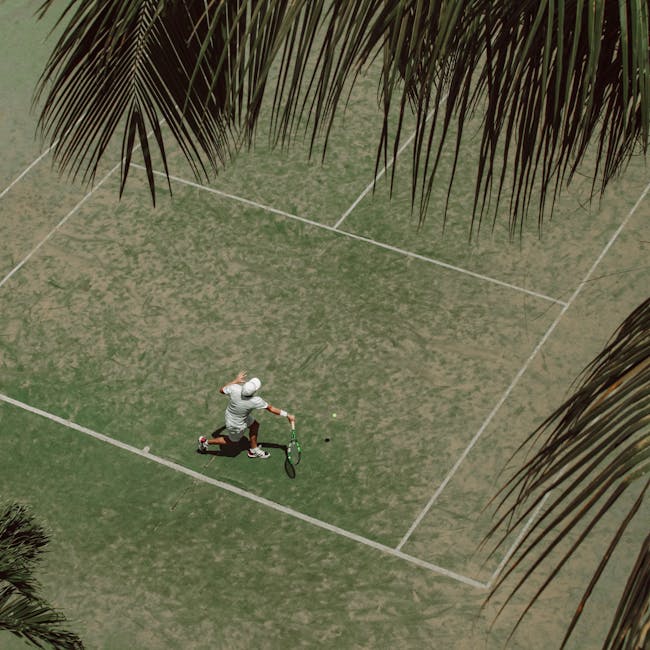 Tennis player on grass court